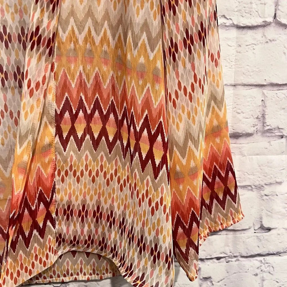 Chico's Womens Open Cardigan Front Orange Boho Tribal Geometric Size 1 Small - Picture 5 of 8